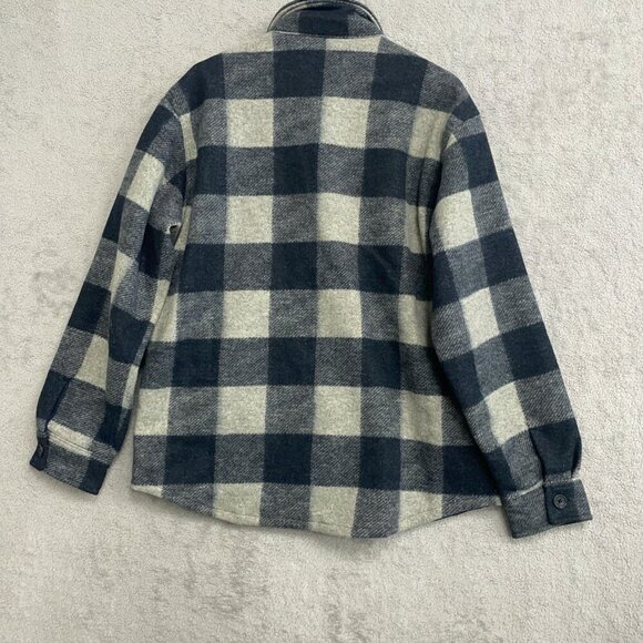NEW Banana Republic Men's L Heritage Shirt Jacket Large Navy Gray Plaid - Picture 3 of 11